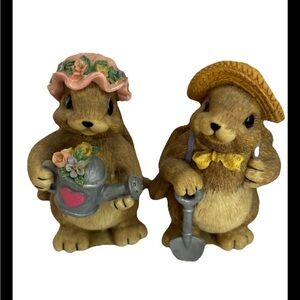 Vintage Long Ear Bunny Figurines Mervyn’s 1997 Boy Girl Spring